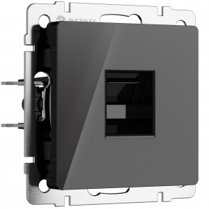 Розетка PC RJ-45 Werkel (черный акрил) БЕЗ РАМКИ
