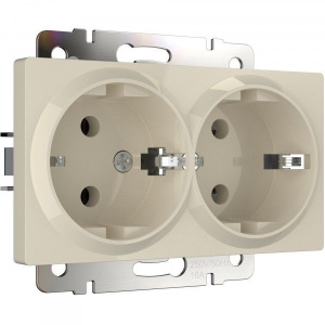 Розетка двойная с заземлением Werkel (слоновая кость) БЕЗ РАМКИ