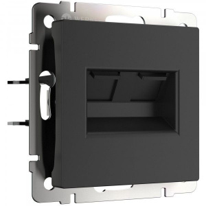 Розетка RJ-11 RJ-45 Werkel (черный матовый) БЕЗ РАМКИ