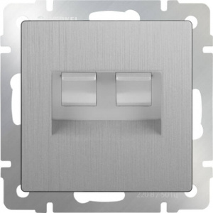 Розетка RJ-11 RJ-45 Werkel (серебряный рифленый) БЕЗ РАМКИ