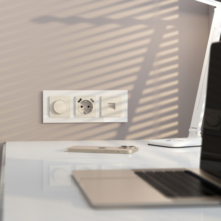 Розетка PC RJ-45 Werkel (перламутровый рифленый) БЕЗ РАМКИ