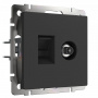 Розетка TV+RJ45 Ethernet 6 cat. Werkel (черный матовый) БЕЗ РАМКИ