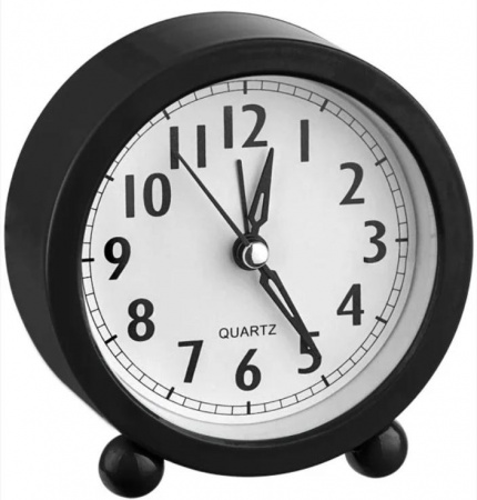 Perfeo Quartz часы- будильник "PF-TC-020", круглые d=10 см, черные