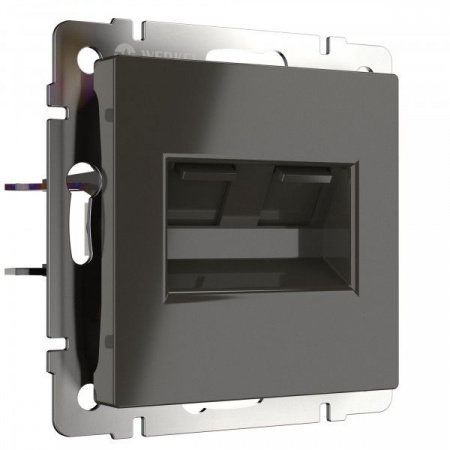 Розетка RJ-11 RJ-45 Werkel (серо - коричневый) БЕЗ РАМКИ